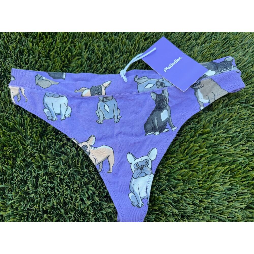 MeUndies Thong Pardon My Frenchie Dog Purple New!! NWT Size XS